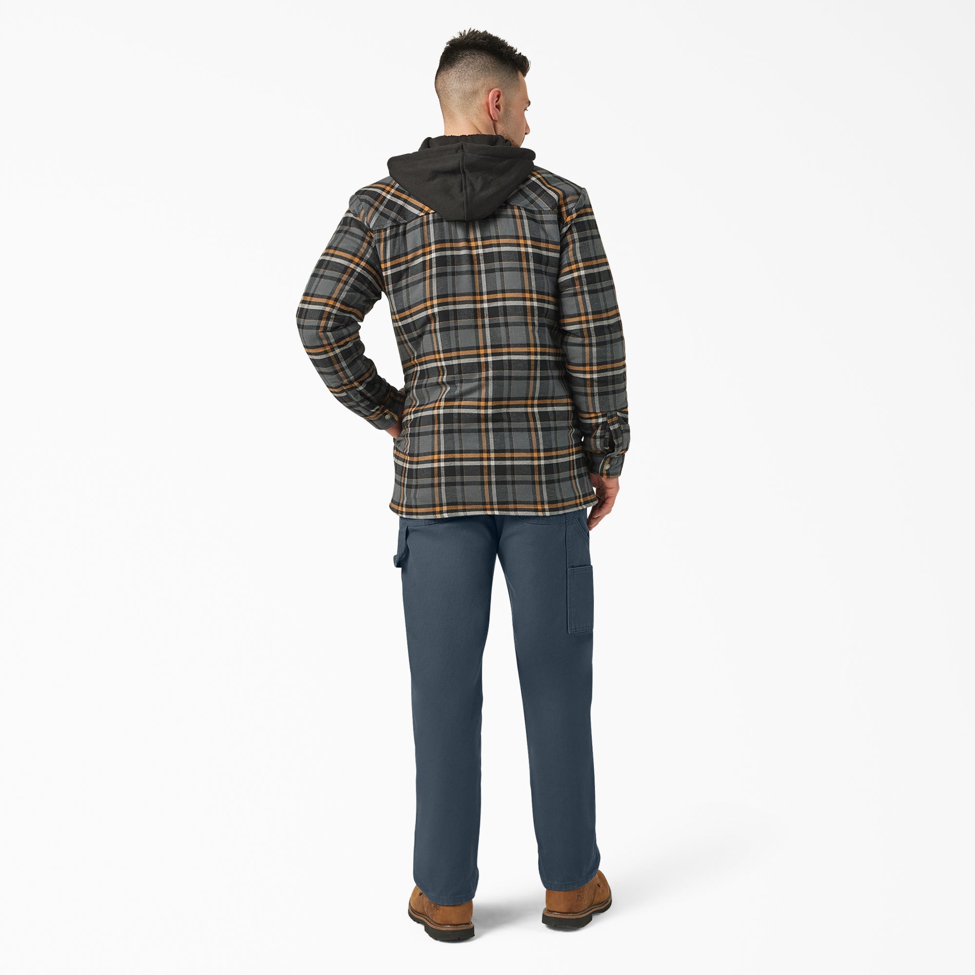 "Water Repellent Flannel Hooded Shirt Jacket"