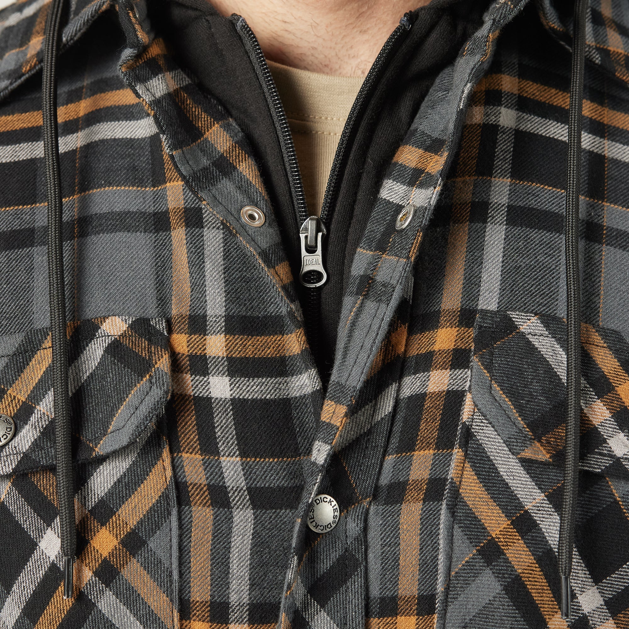 "Water Repellent Flannel Hooded Shirt Jacket"