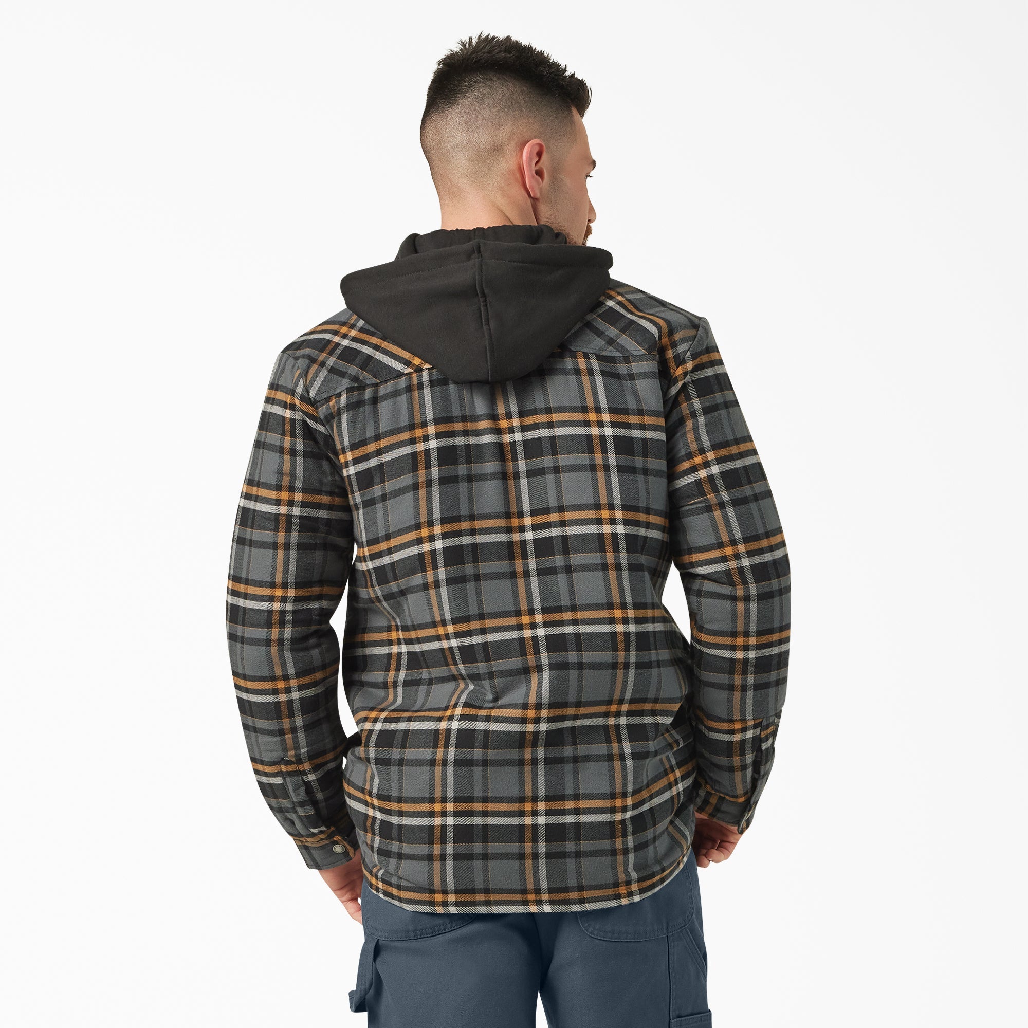 "Water Repellent Flannel Hooded Shirt Jacket"