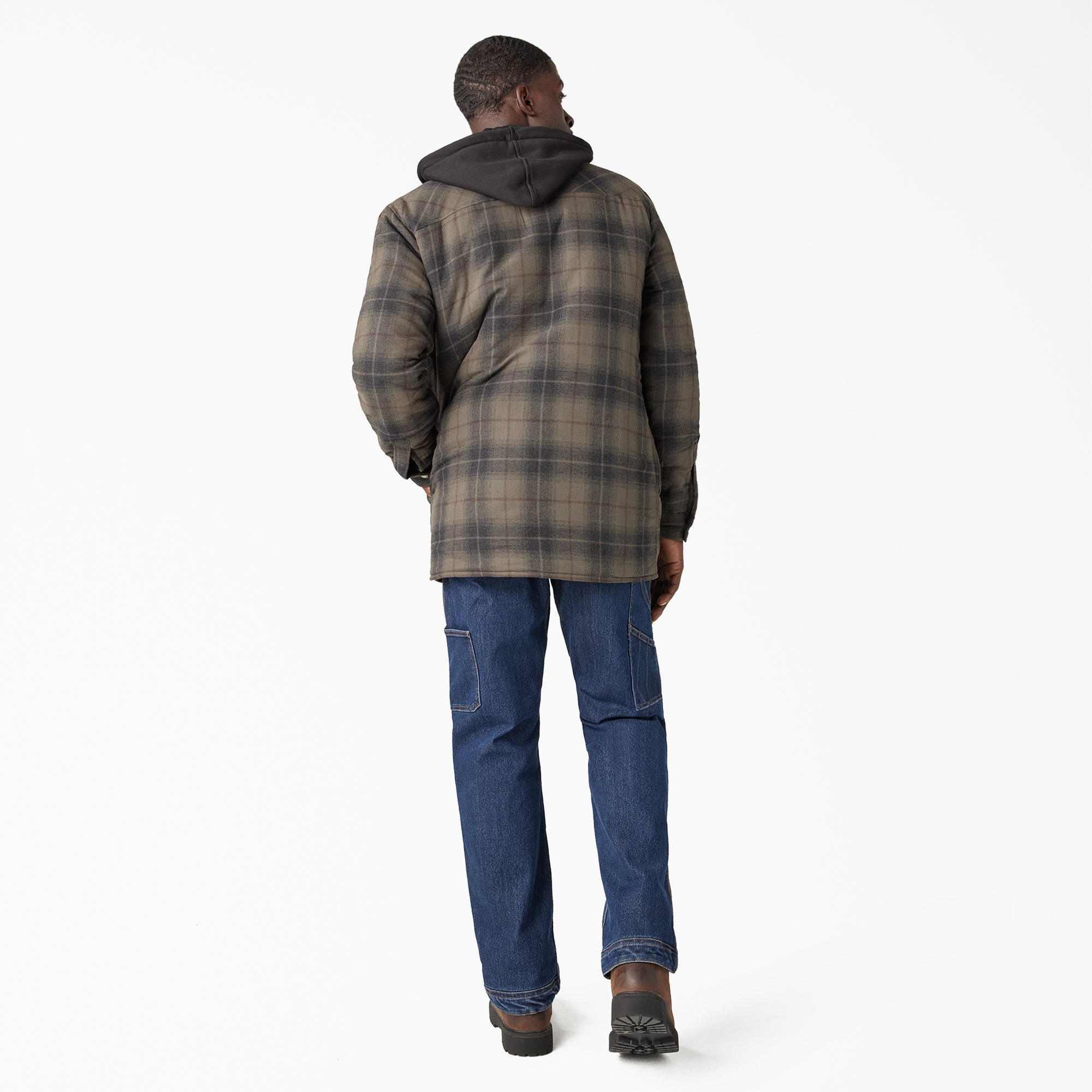 "Water Repellent Flannel Hooded Shirt Jacket"