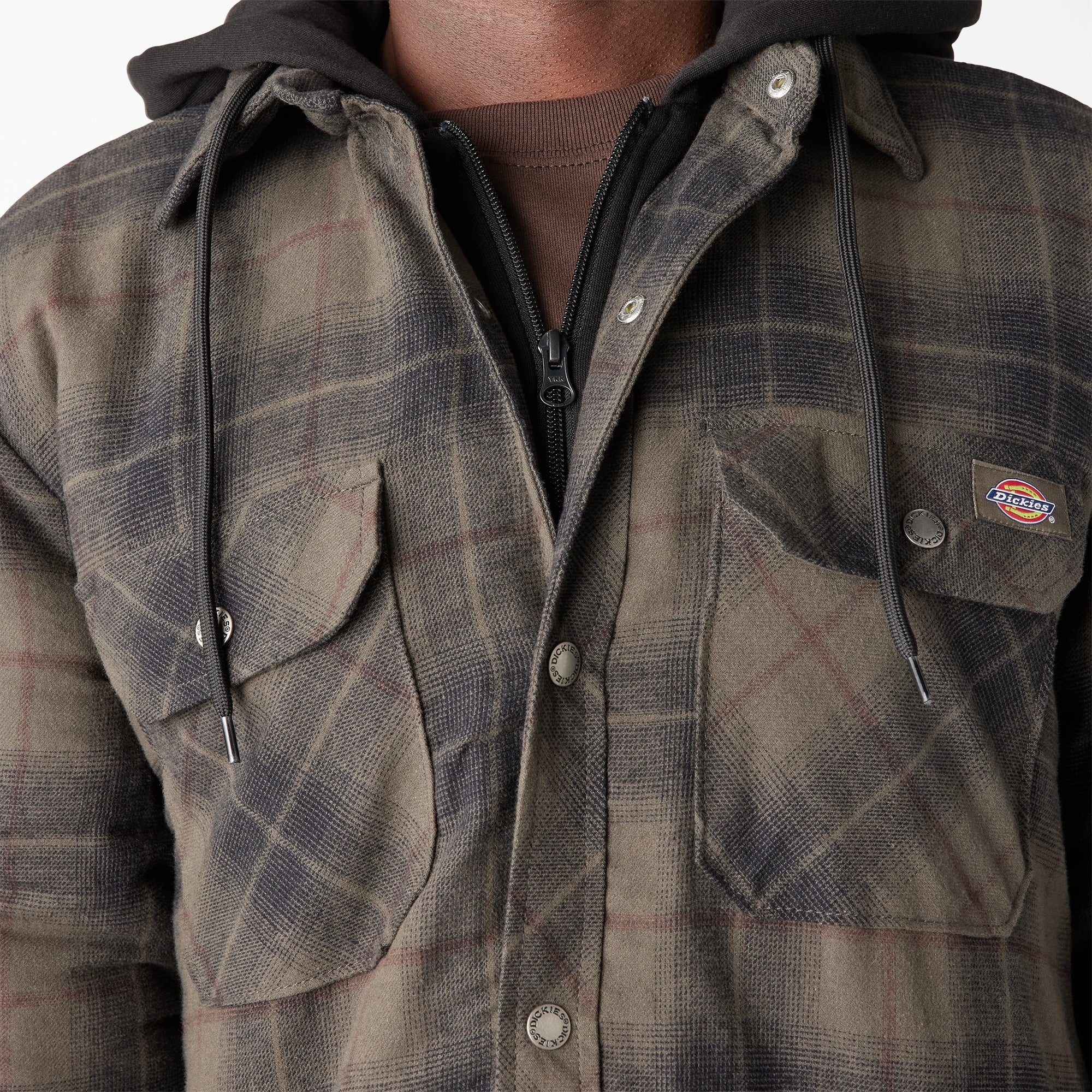 "Water Repellent Flannel Hooded Shirt Jacket"