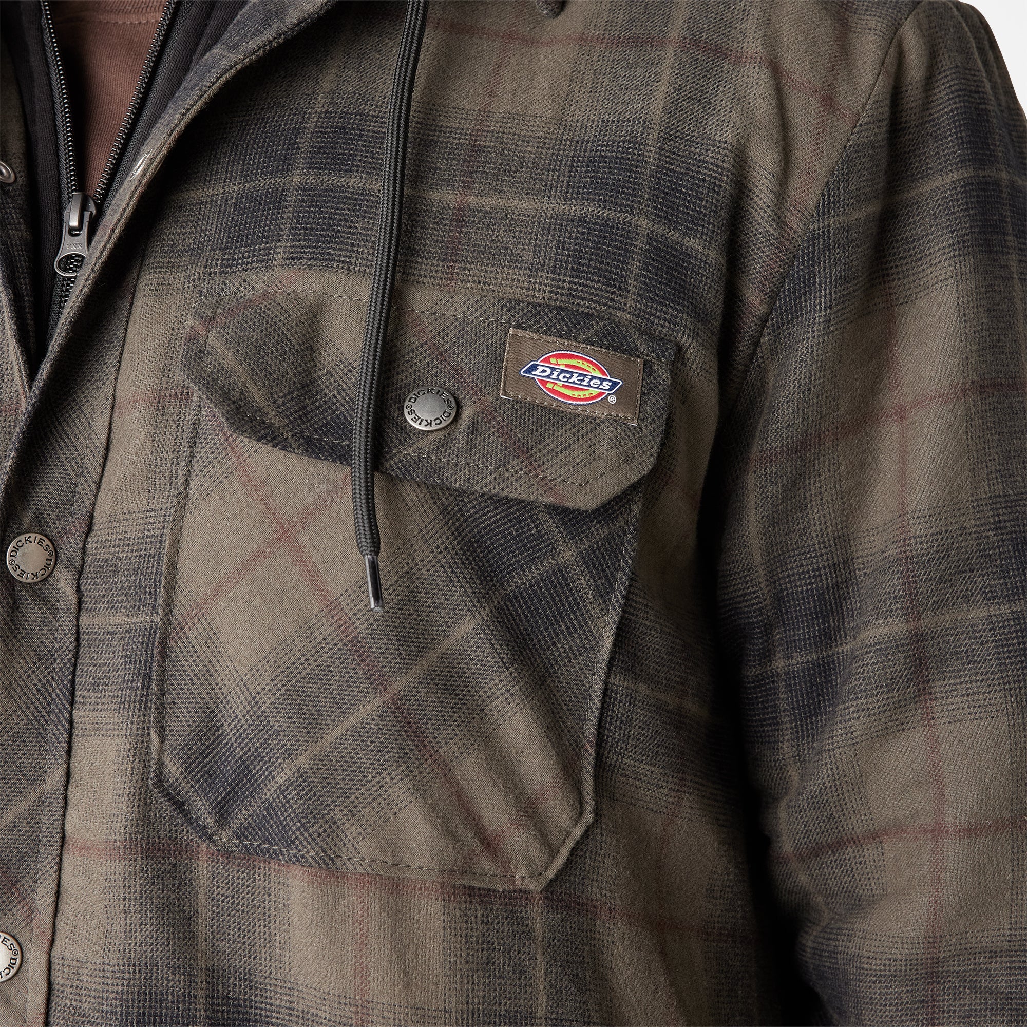 "Water Repellent Flannel Hooded Shirt Jacket"
