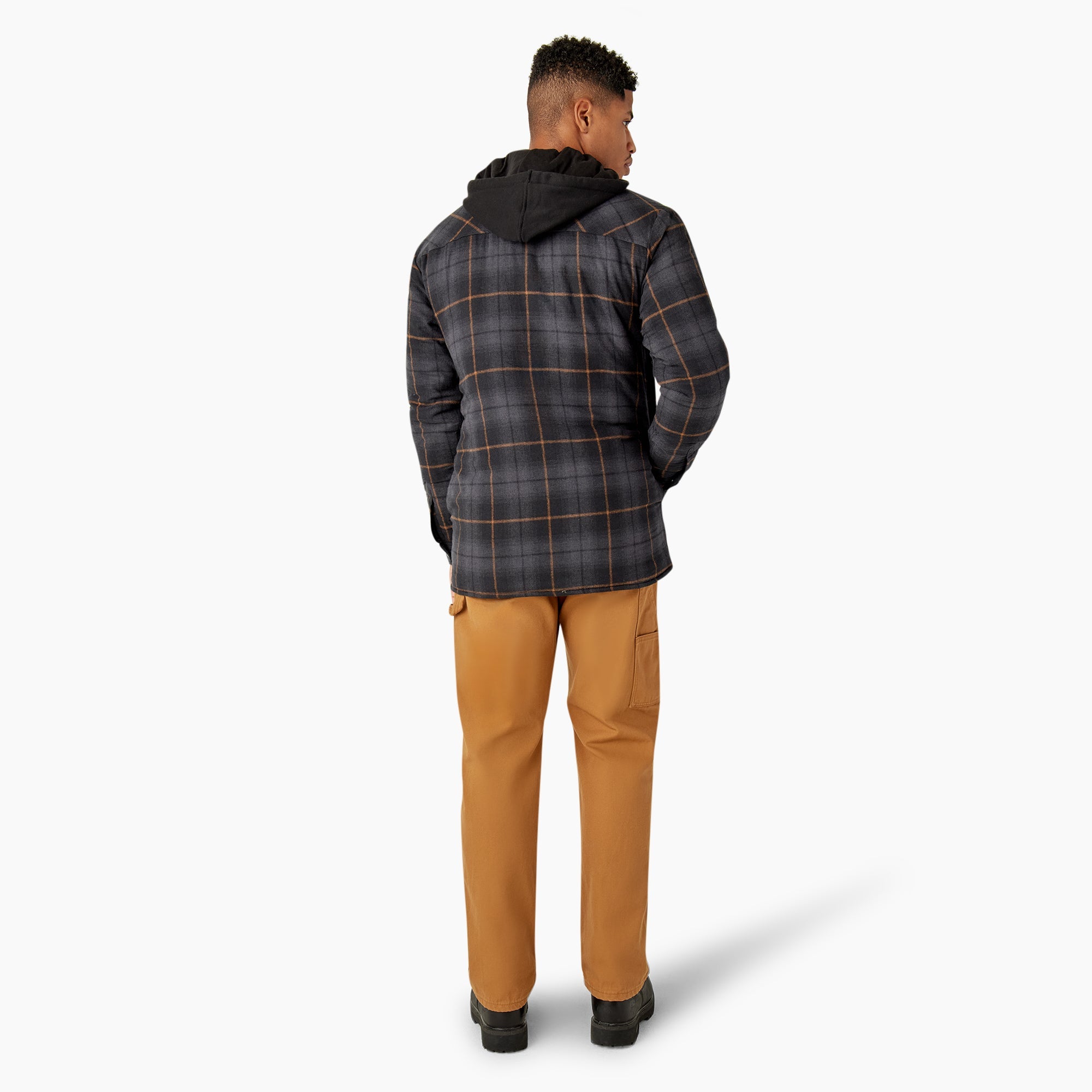 "Water Repellent Flannel Hooded Shirt Jacket"