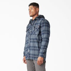 "Water Repellent Flannel Hooded Shirt Jacket"