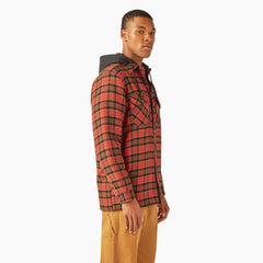 "Water Repellent Flannel Hooded Shirt Jacket"