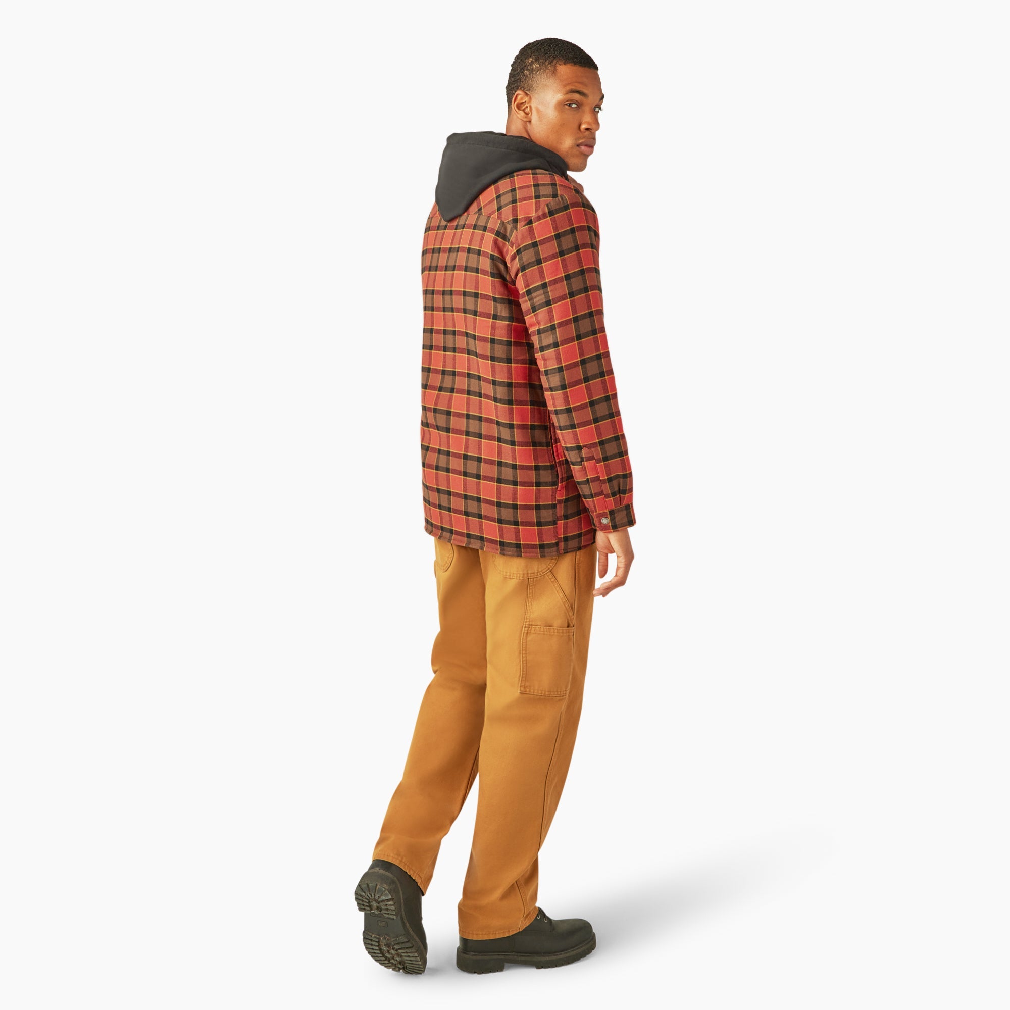 "Water Repellent Flannel Hooded Shirt Jacket"