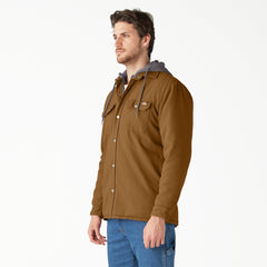 "Water Repellent Duck Hooded Shirt Jacket"