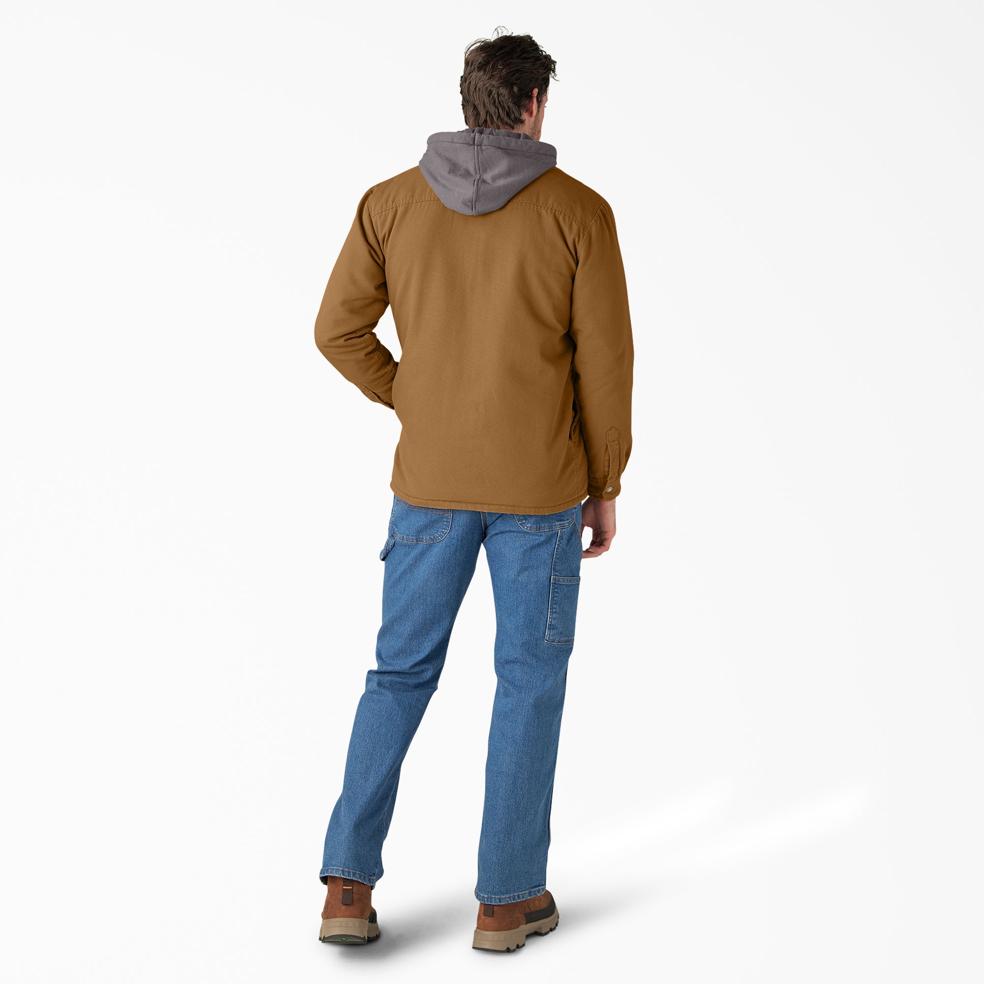 "Water Repellent Duck Hooded Shirt Jacket"
