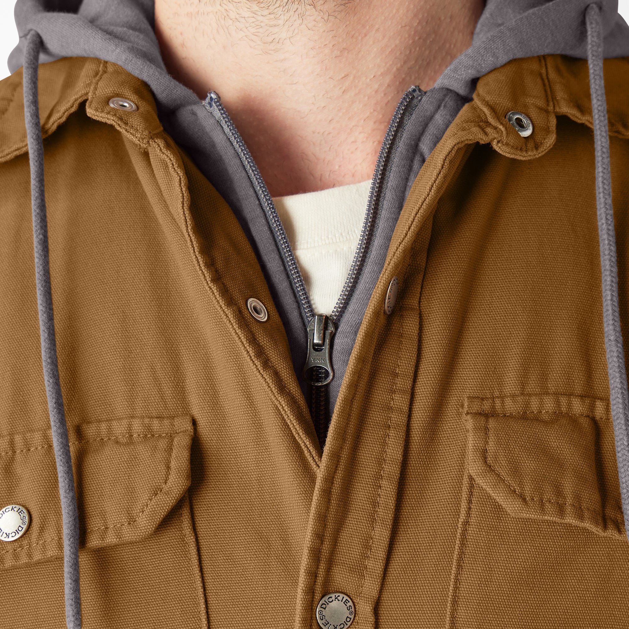 "Water Repellent Duck Hooded Shirt Jacket"