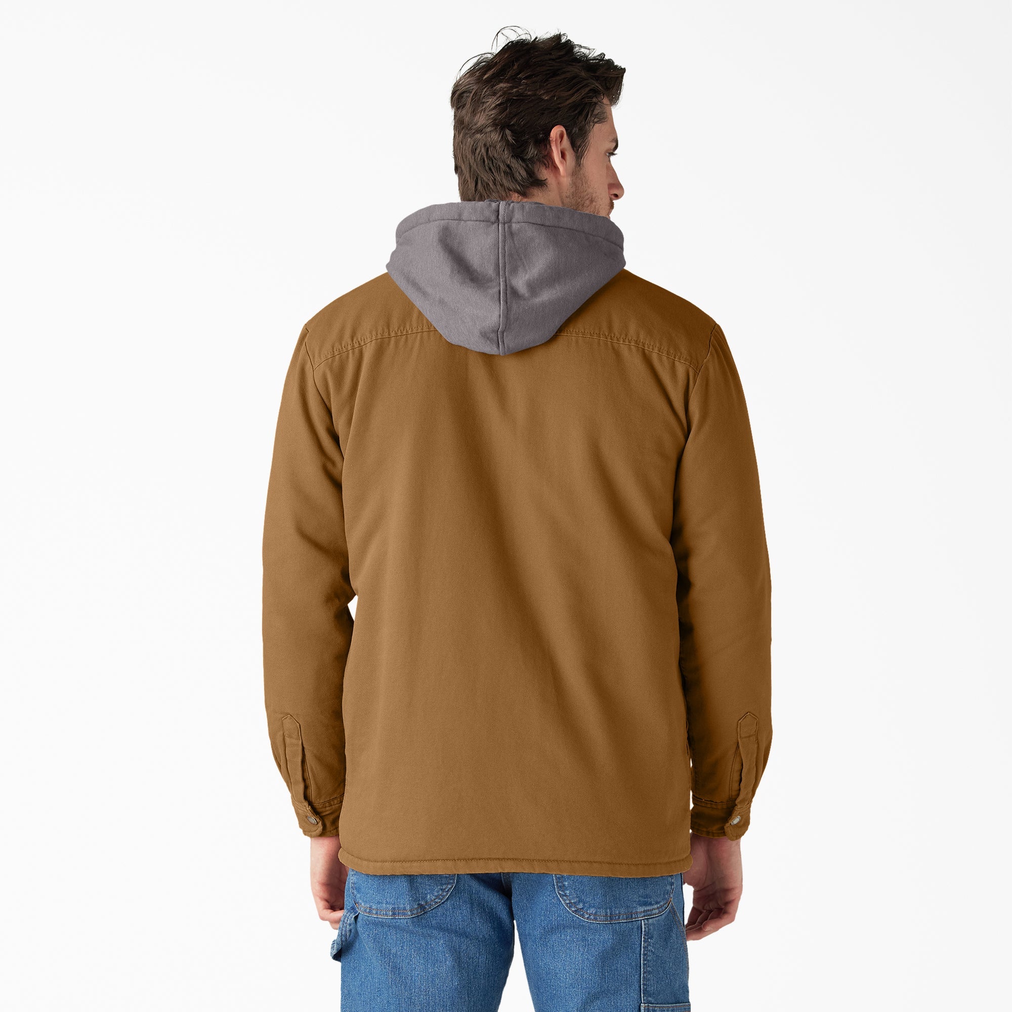 "Water Repellent Duck Hooded Shirt Jacket"