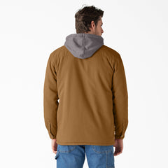 "Water Repellent Duck Hooded Shirt Jacket"