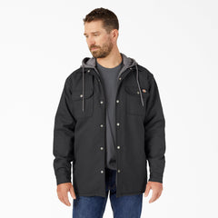 "Water Repellent Duck Hooded Shirt Jacket"