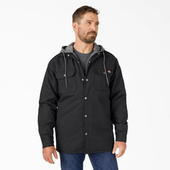 "Water Repellent Duck Hooded Shirt Jacket"