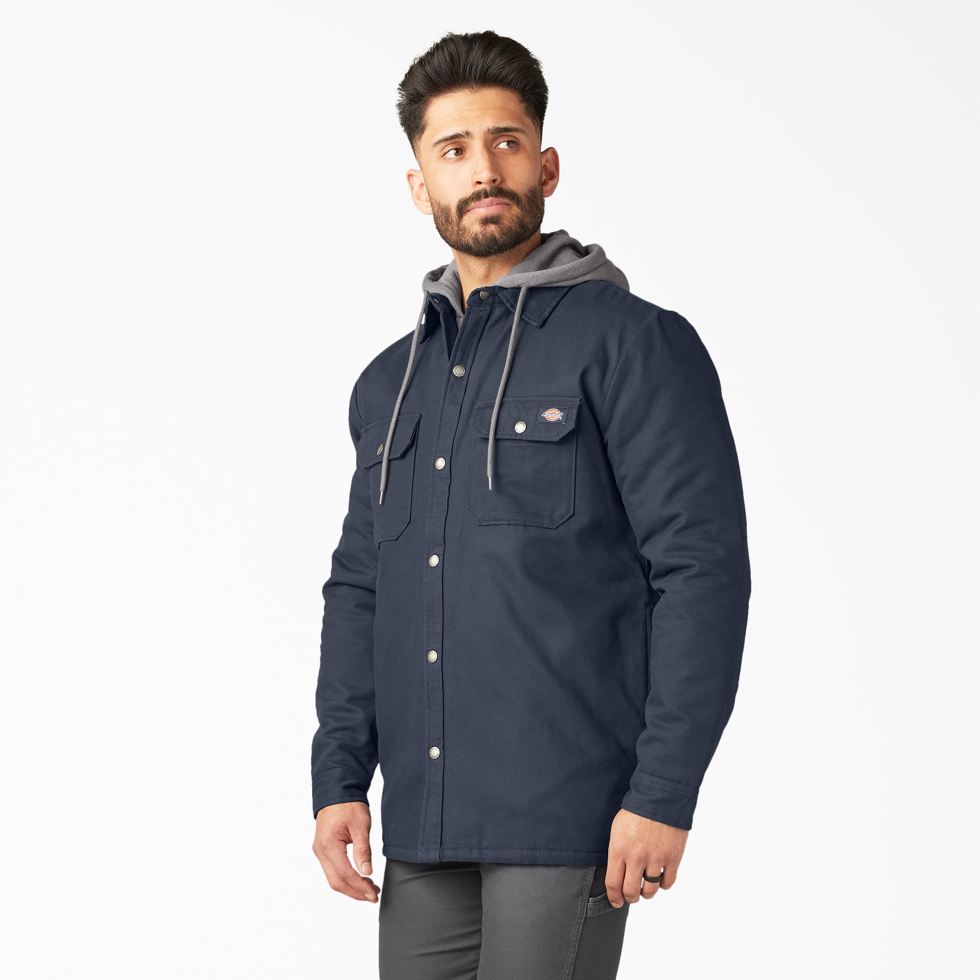 "Water Repellent Duck Hooded Shirt Jacket"