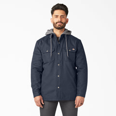 "Water Repellent Duck Hooded Shirt Jacket"