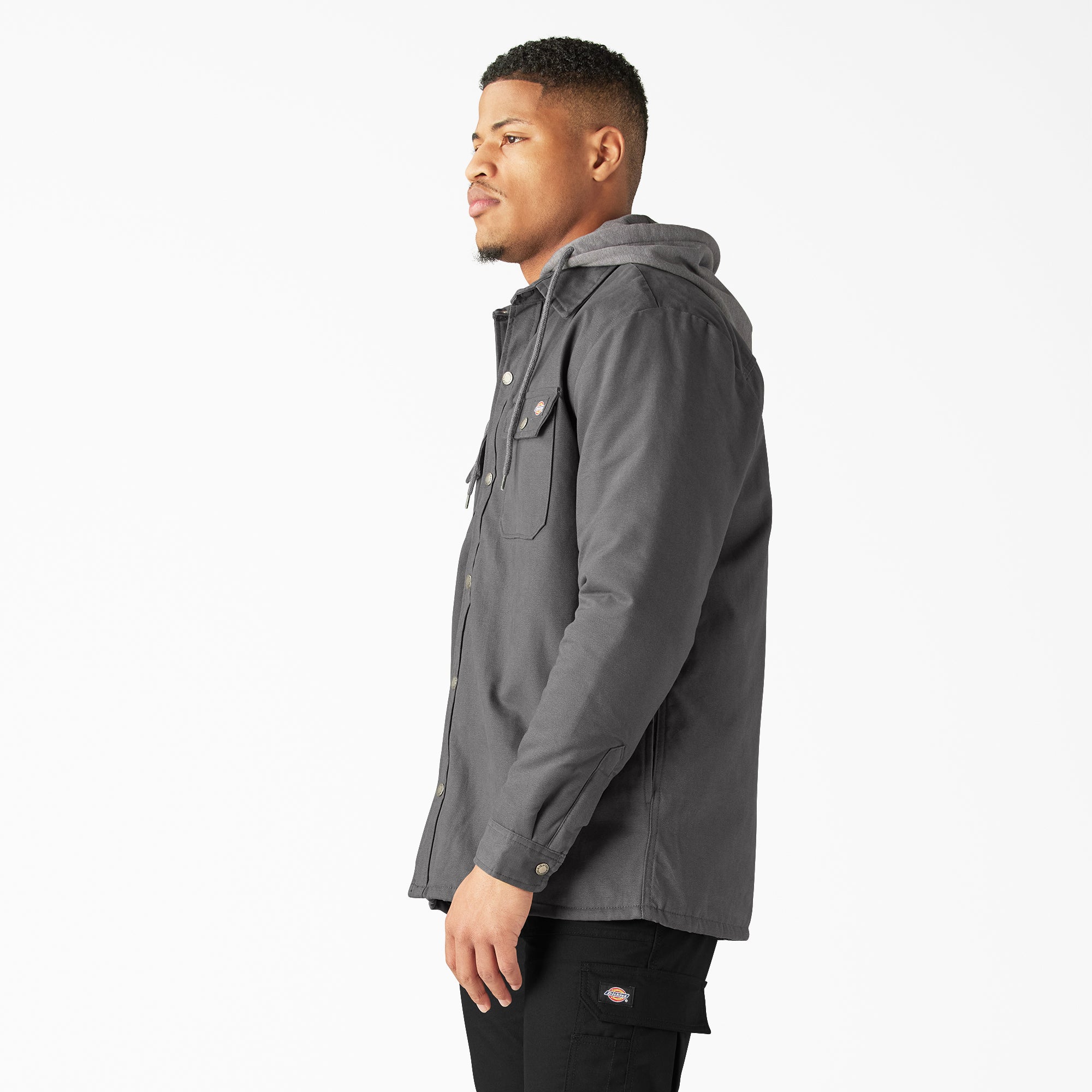 "Water Repellent Duck Hooded Shirt Jacket"