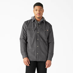 "Water Repellent Duck Hooded Shirt Jacket"