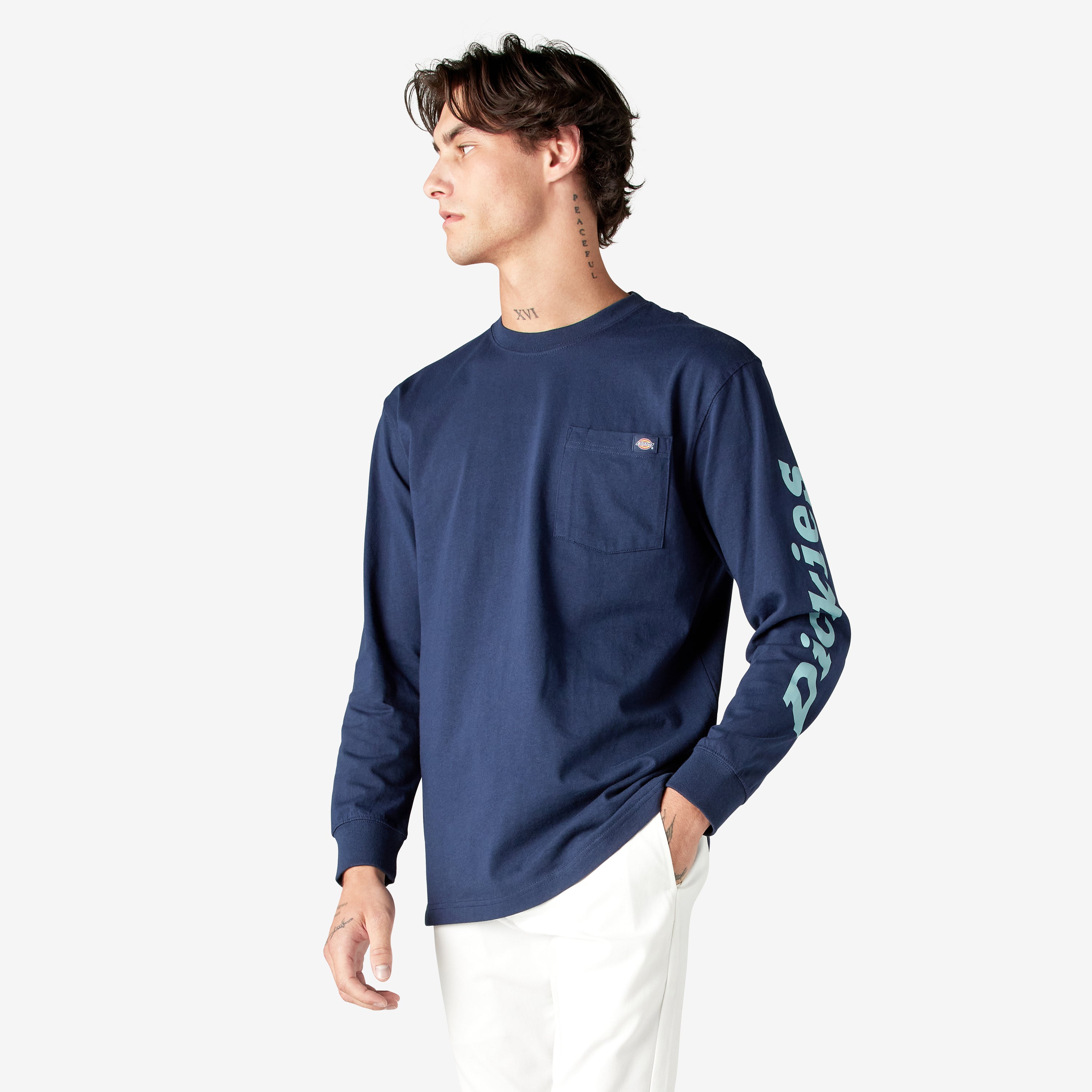 "Logo Graphic Long Sleeve Pocket T-Shirt"