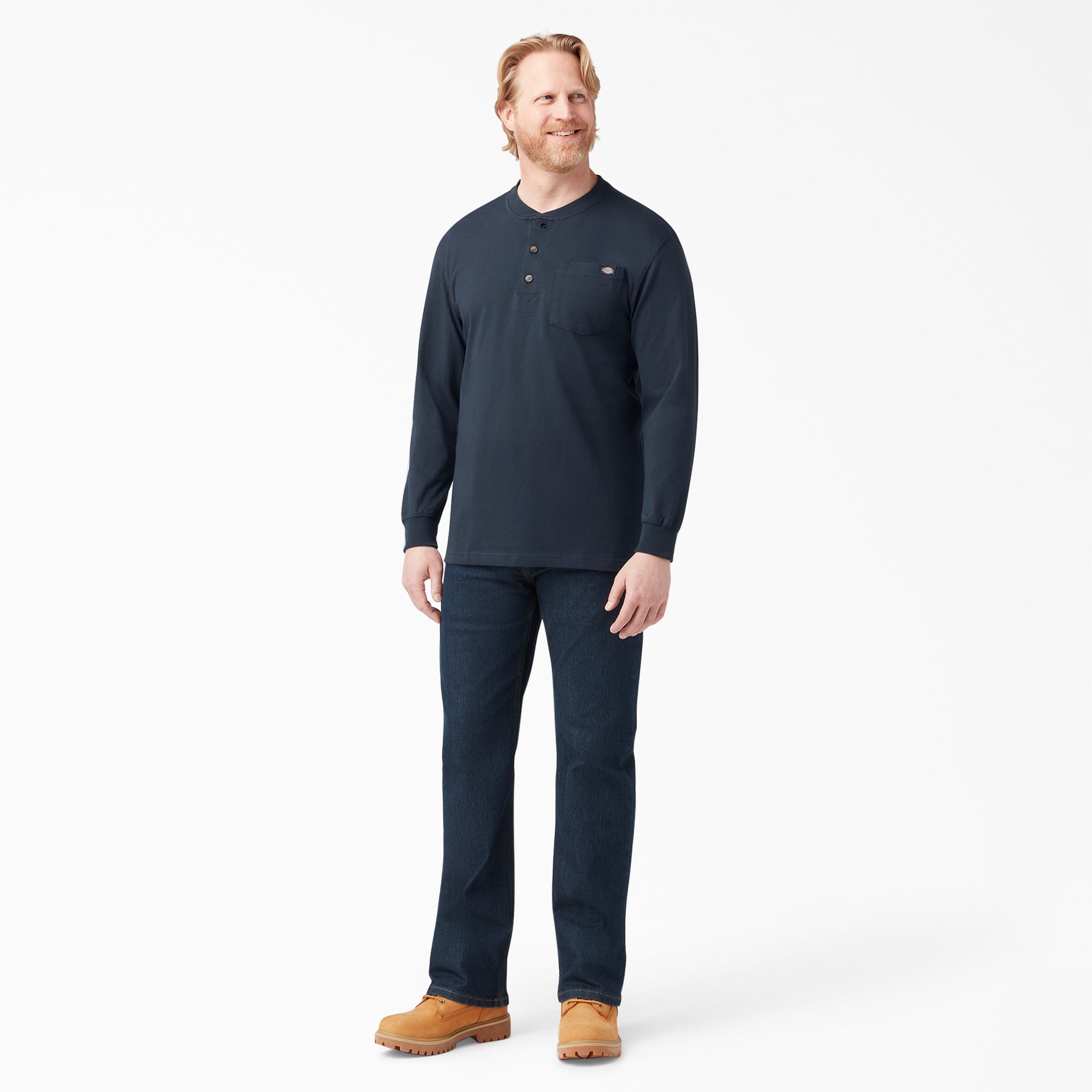 "Heavyweight Long Sleeve Henley T-Shirt"