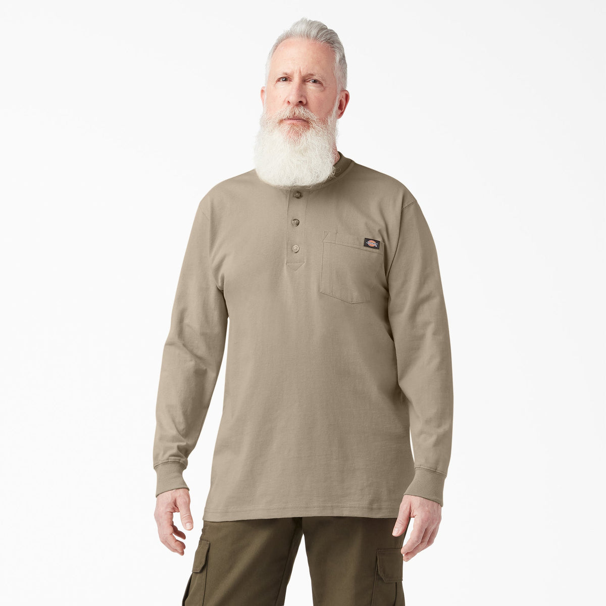 "Heavyweight Long Sleeve Henley T-Shirt"