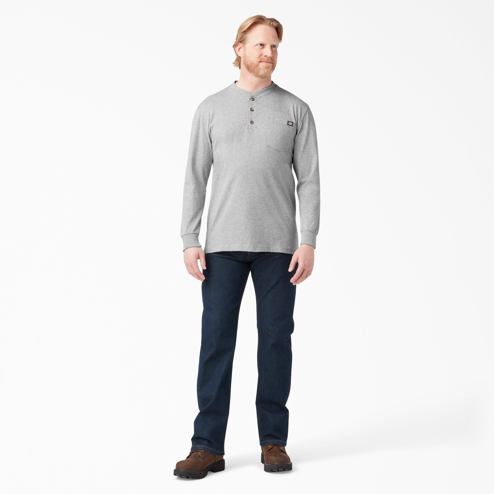 "Heavyweight Long Sleeve Henley T-Shirt"