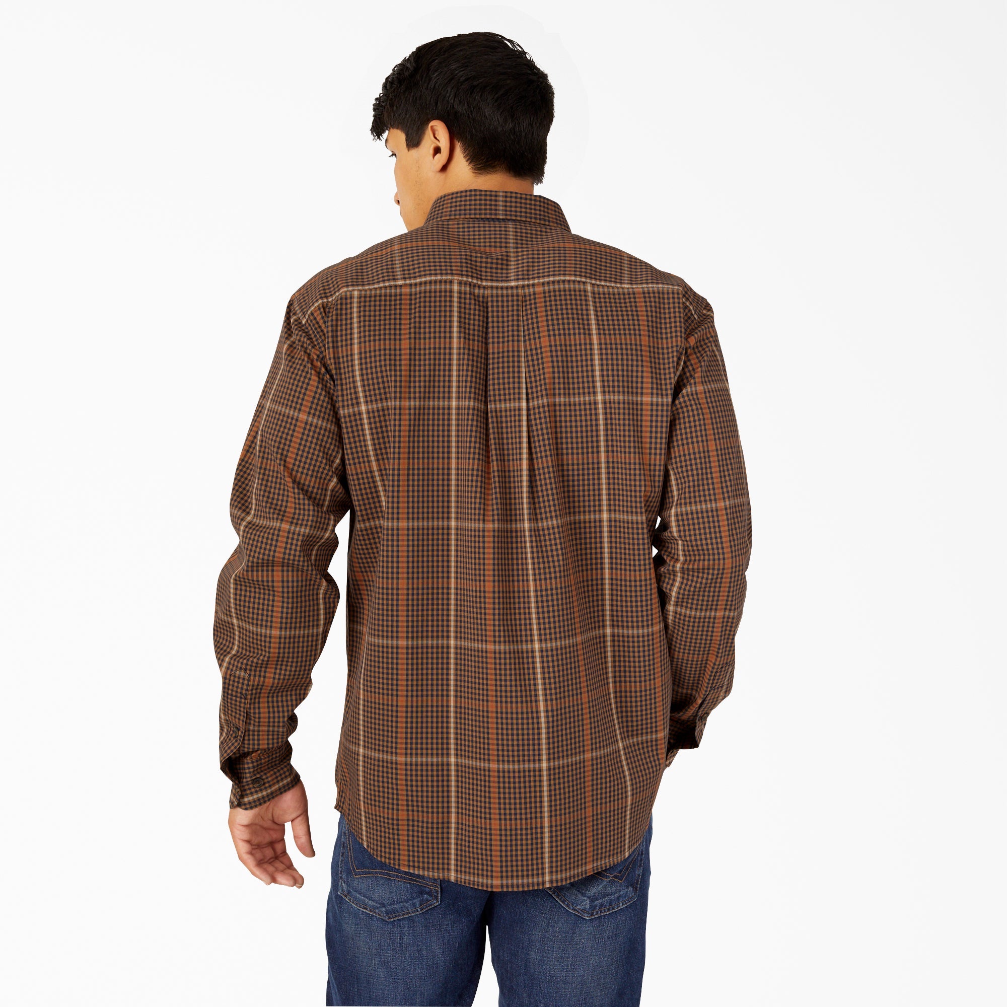 "FLEX Relaxed Fit Long Sleeve Plaid Shirt"
