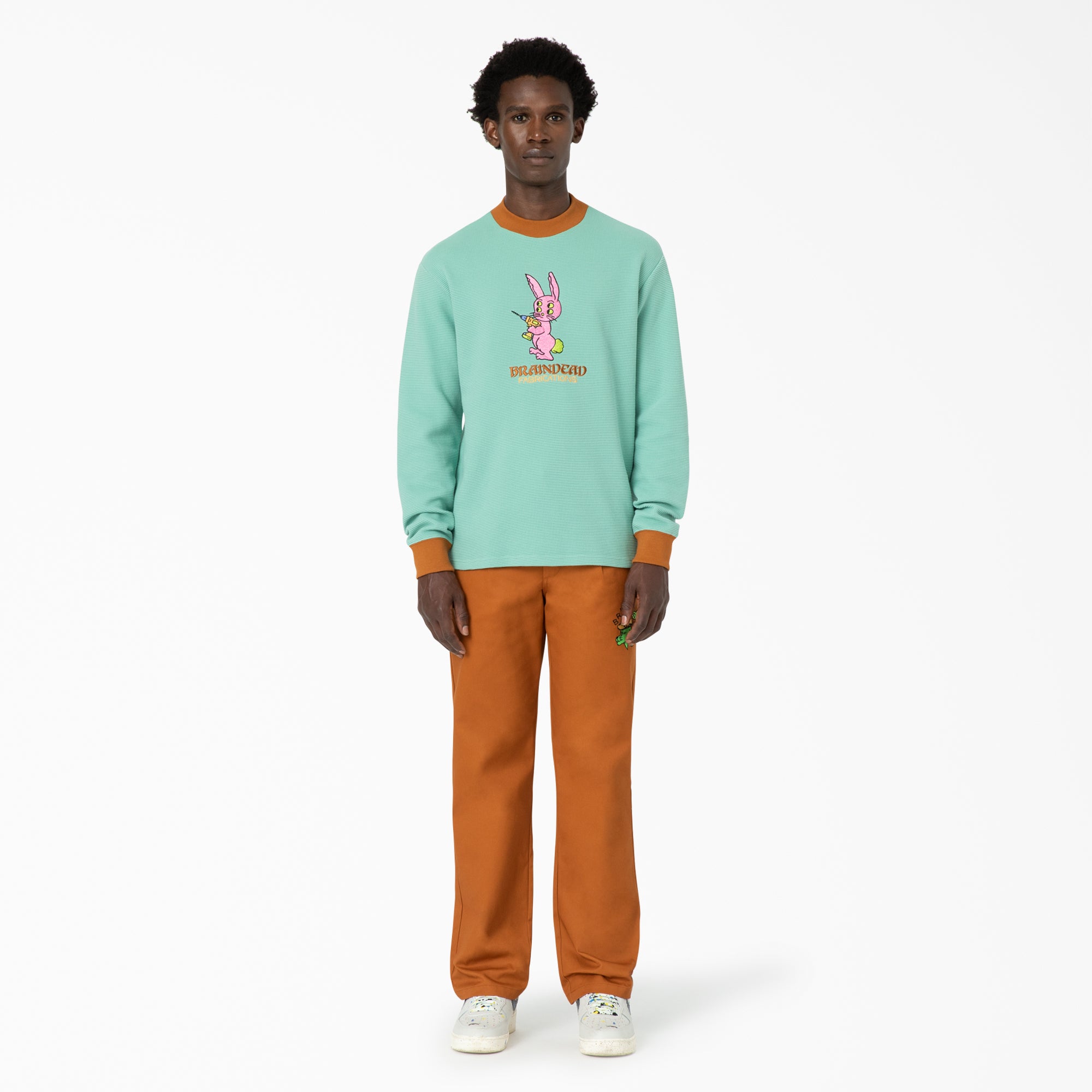 "Brain Dead Embroidered Waffle Knit Sweater"