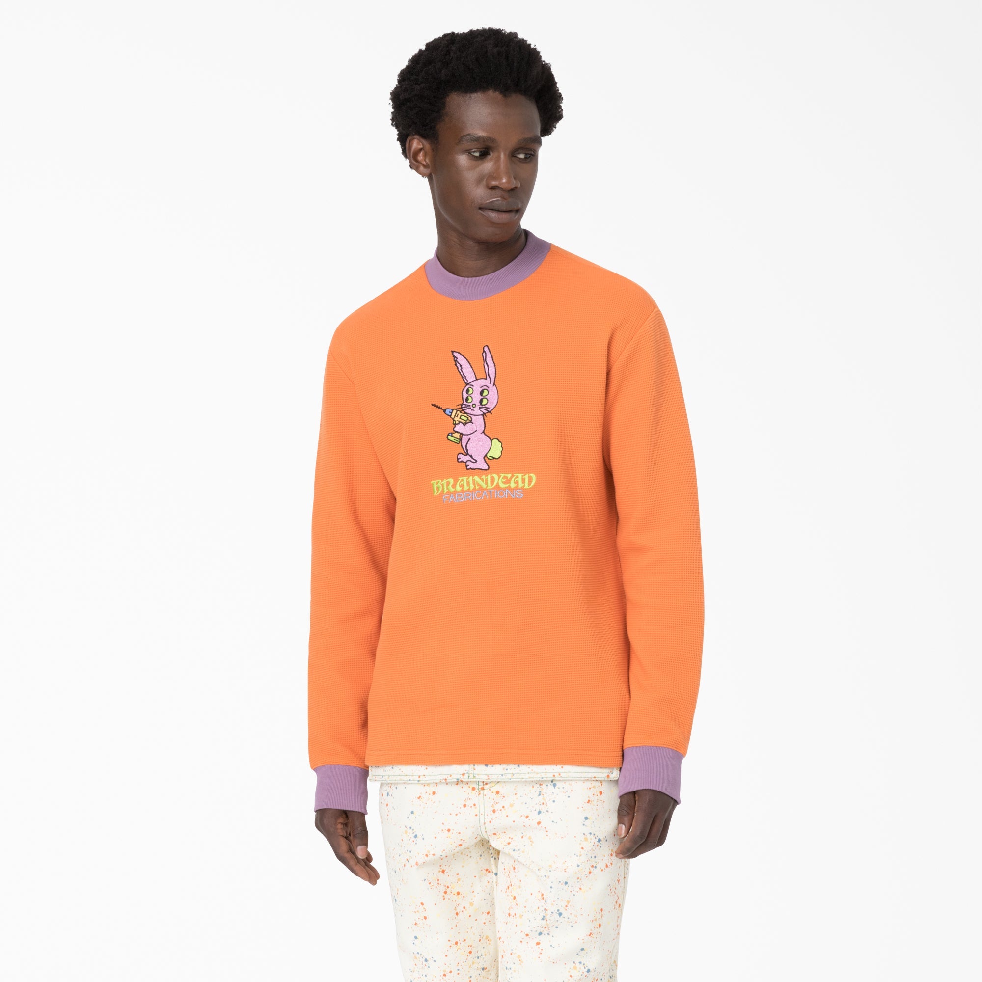 "Brain Dead Embroidered Waffle Knit Sweater"