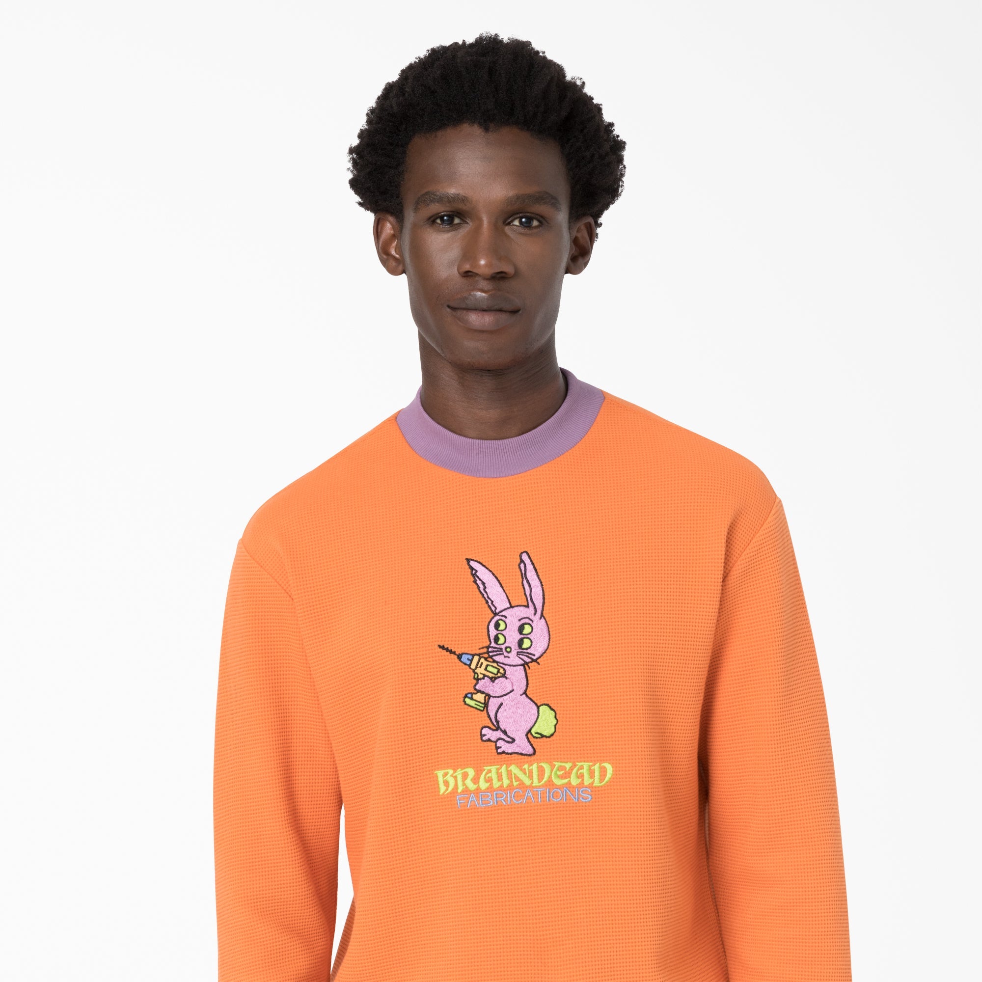 "Brain Dead Embroidered Waffle Knit Sweater"