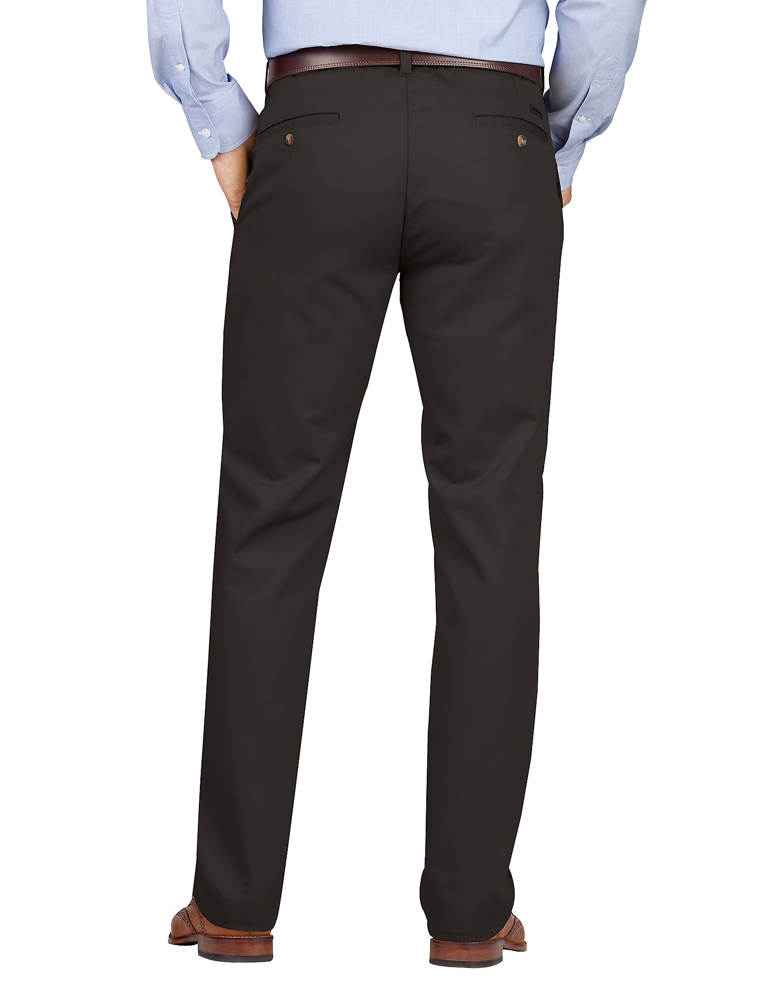 "Slim Fit Tapered Leg Flat Front Khaki Pants"