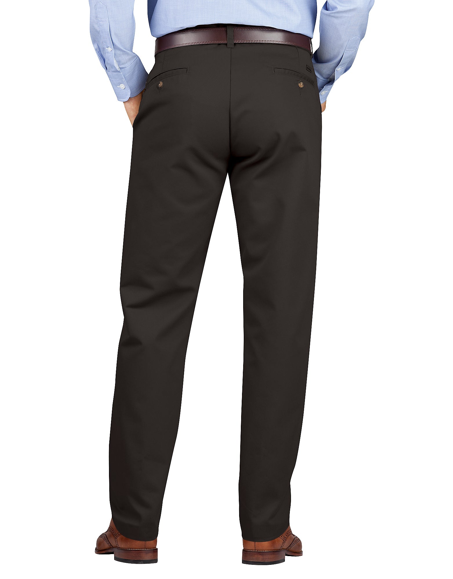 "Regular Fit Tapered Leg Flat Front Khaki Pants"