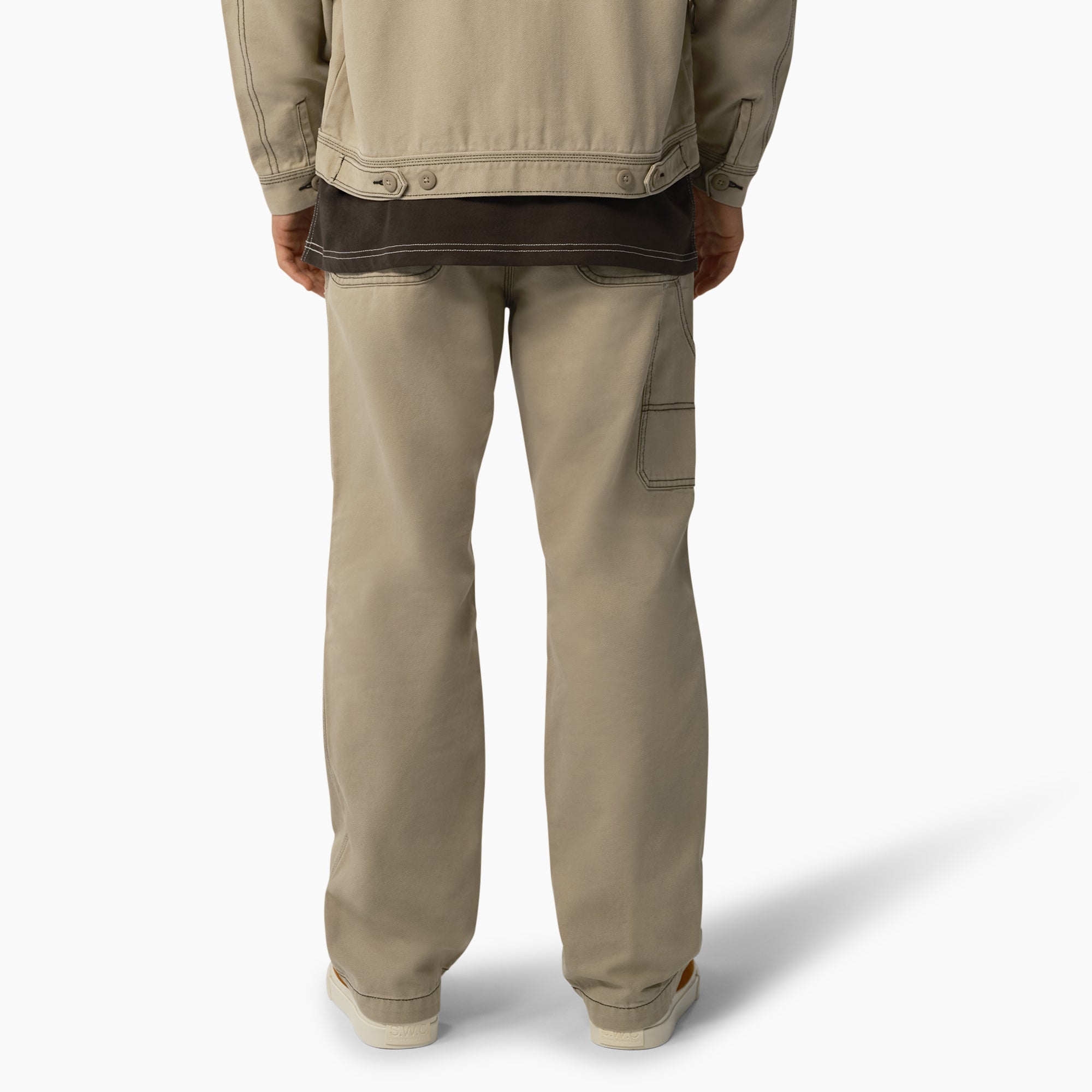 "Relaxed Fit Contrast Stitch Double Knee Duck Pants"