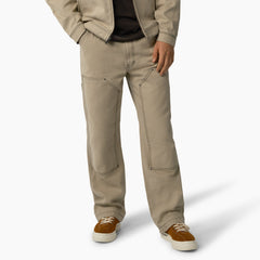 "Relaxed Fit Contrast Stitch Double Knee Duck Pants"