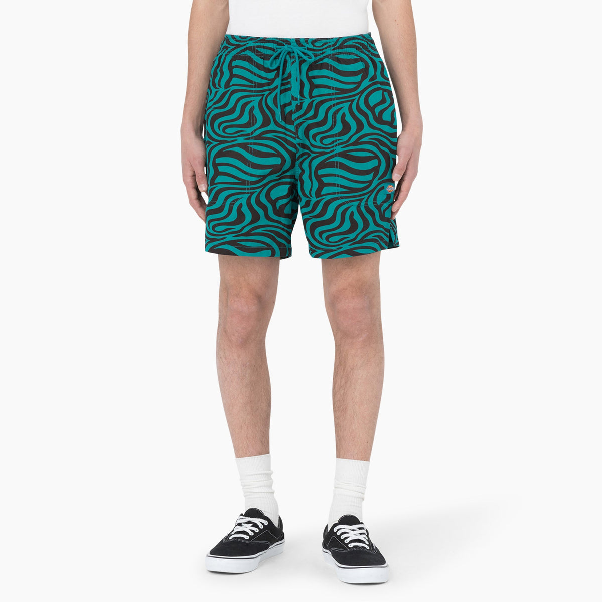 "Zebra Print Modern Fit Drawstring Shorts, 6"""