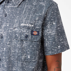 "Twill Button-Up Short Sleeve Work Shirt"