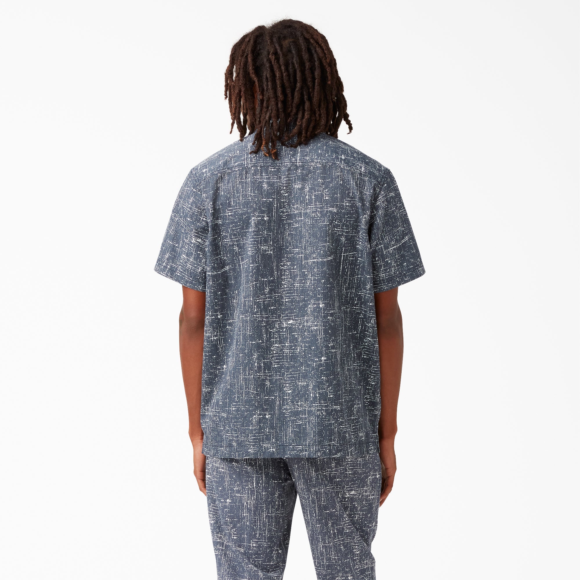 "Twill Button-Up Short Sleeve Work Shirt"