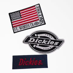 "Dickies Logo & Flag Iron-on Patches, 3-Pack"