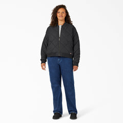 "Women's Plus Quilted Bomber Jacket"