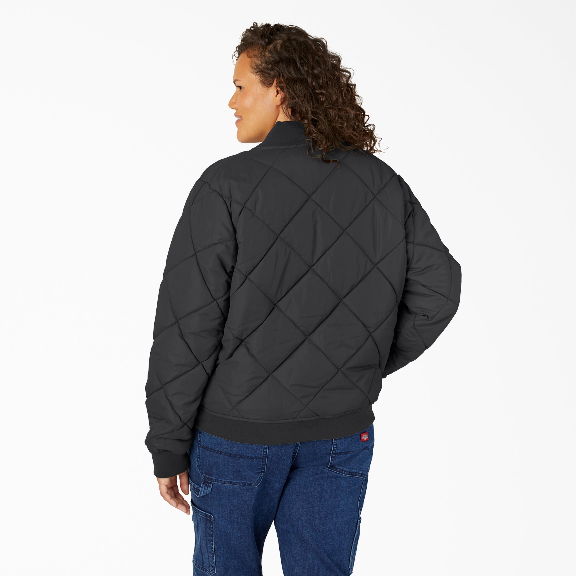"Women's Plus Quilted Bomber Jacket"