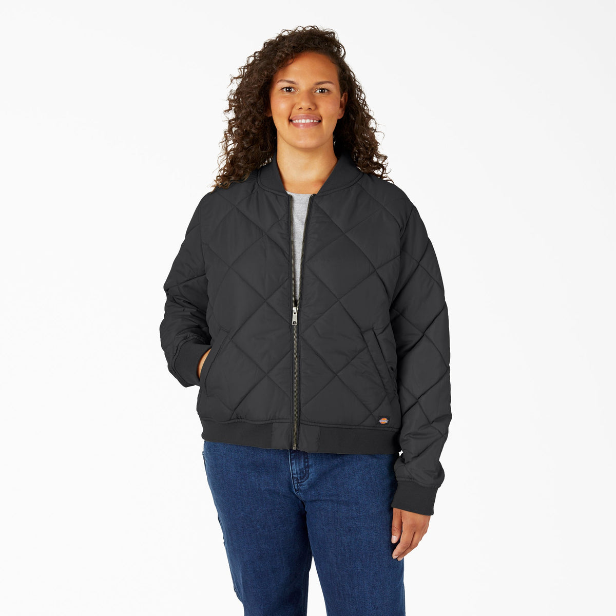 "Women's Plus Quilted Bomber Jacket"