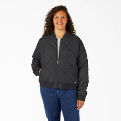 "Women's Plus Quilted Bomber Jacket"