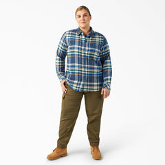 "Women's Plus Long Sleeve Plaid Flannel Shirt"