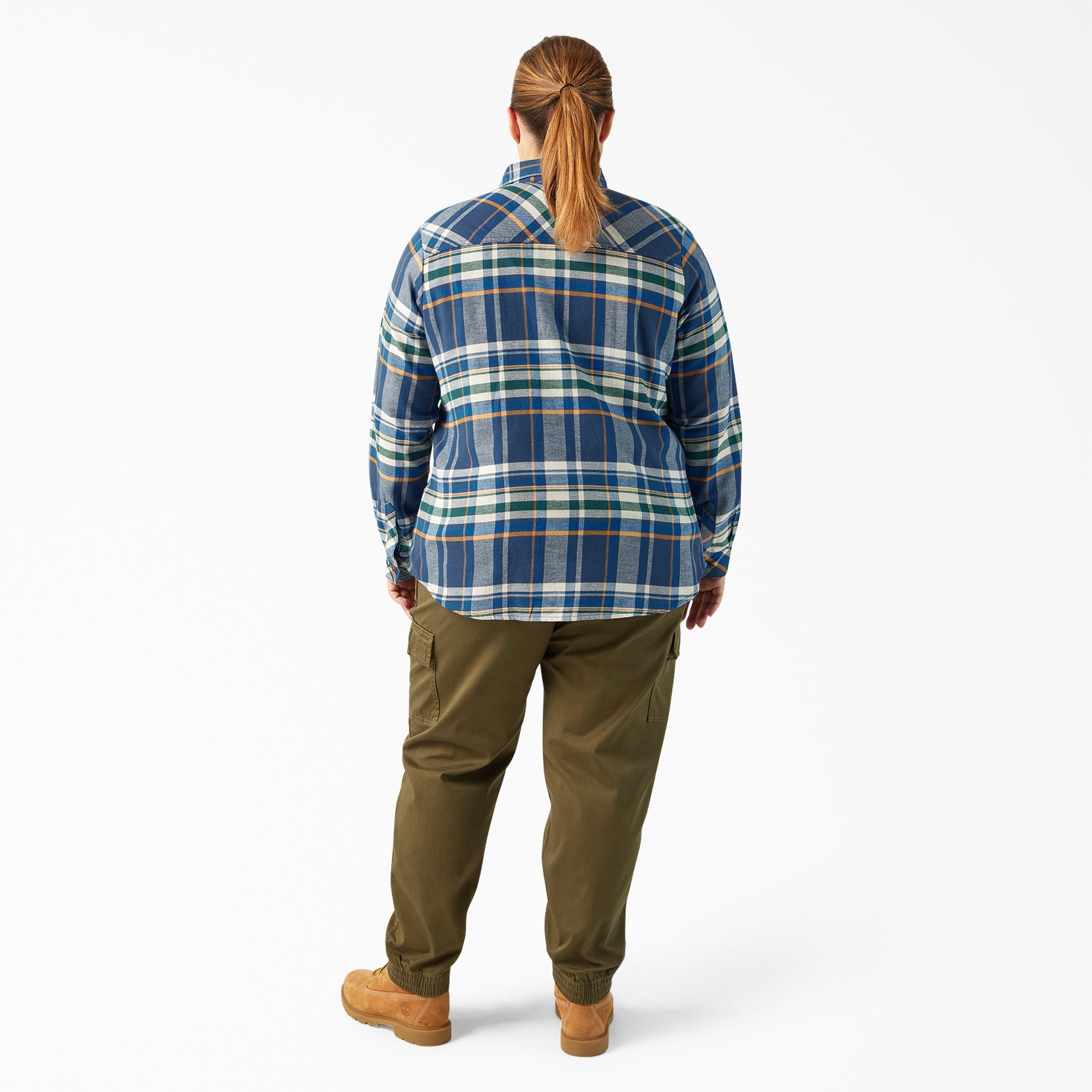 "Women's Plus Long Sleeve Plaid Flannel Shirt"