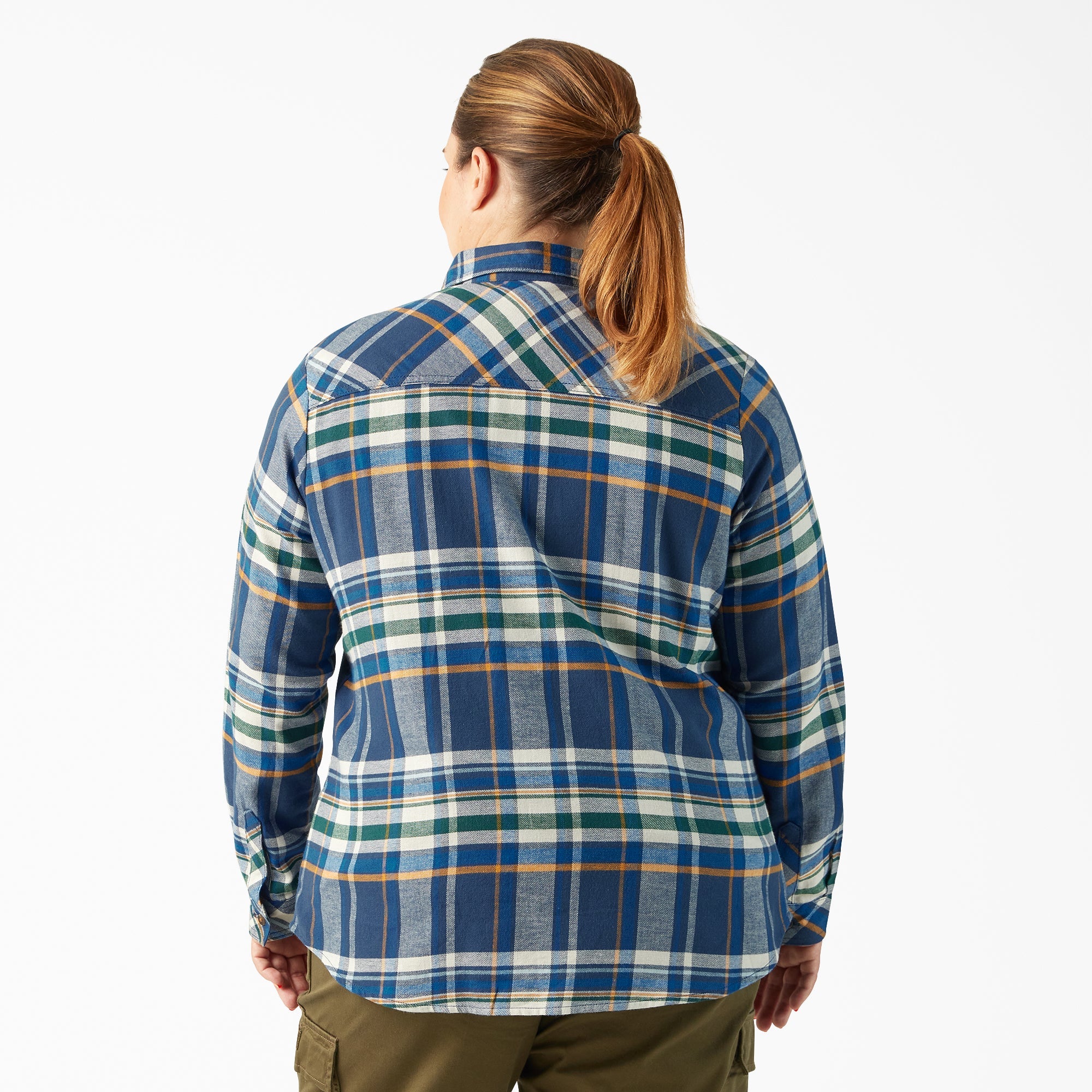 "Women's Plus Long Sleeve Plaid Flannel Shirt"
