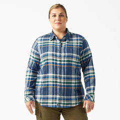 "Women's Plus Long Sleeve Plaid Flannel Shirt"