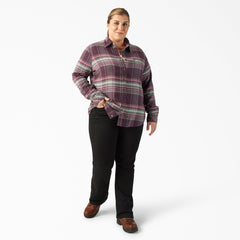 "Women's Plus Long Sleeve Plaid Flannel Shirt"