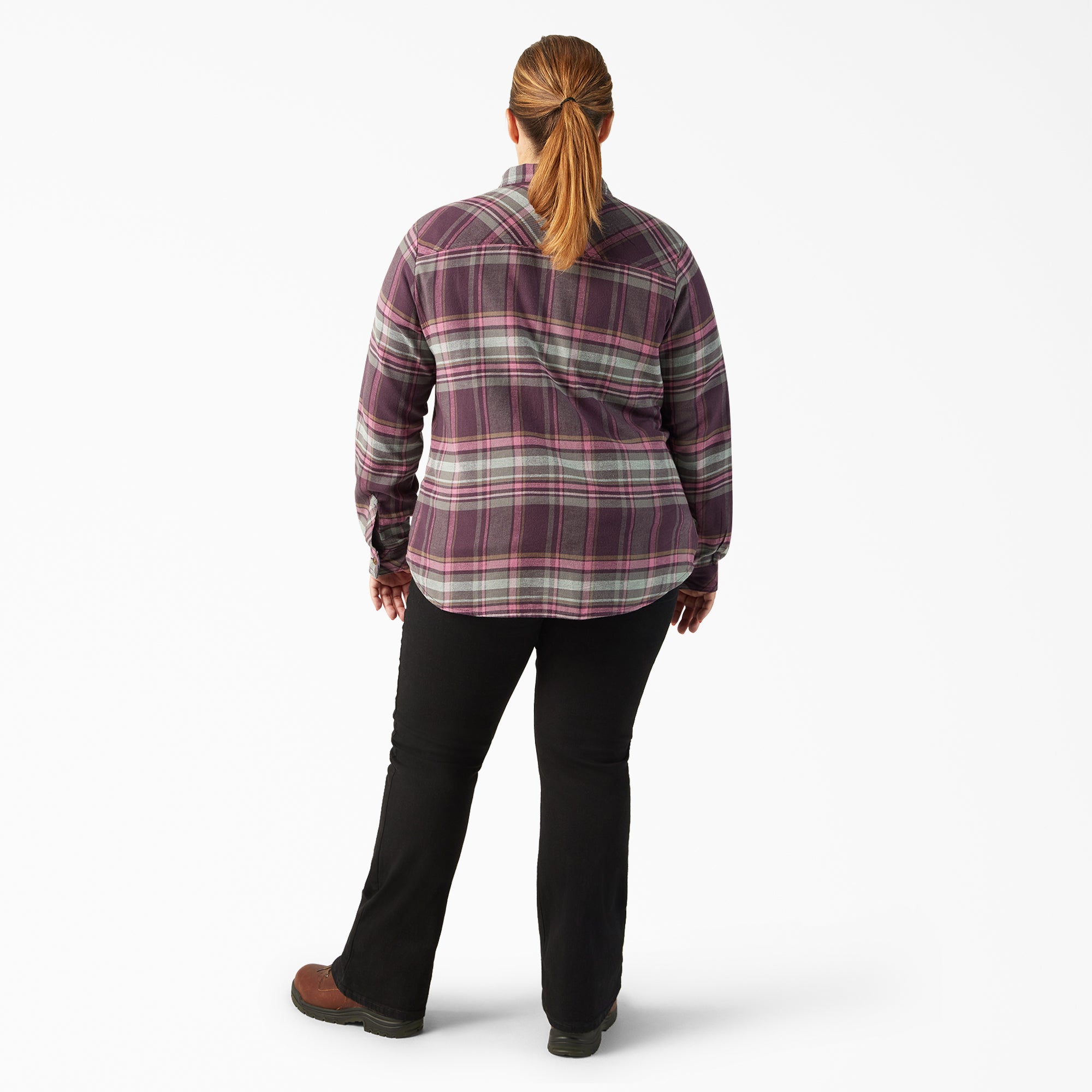 "Women's Plus Long Sleeve Plaid Flannel Shirt"