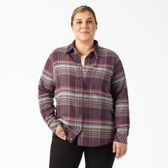 "Women's Plus Long Sleeve Plaid Flannel Shirt"