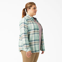 "Women's Plus Long Sleeve Plaid Flannel Shirt"
