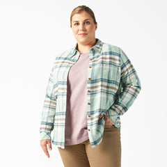 "Women's Plus Long Sleeve Plaid Flannel Shirt"